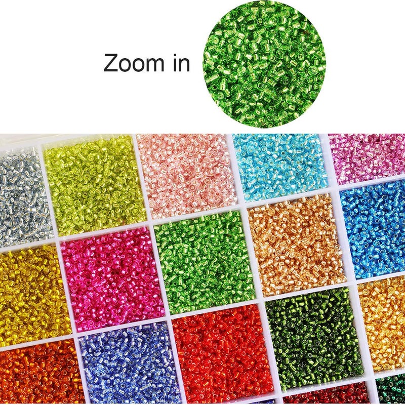 Bala&Fillic Size 12/0 Glass Seed Beads About 24000pcs in Box 24 Multicolor 2mm Transparent Silver Lined Seed Beads for Earring Necklace Making (1000pcs/Color, 24 Colors) - Image 3